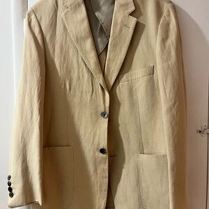 Barneys New York Tan Blazer with Button Accent